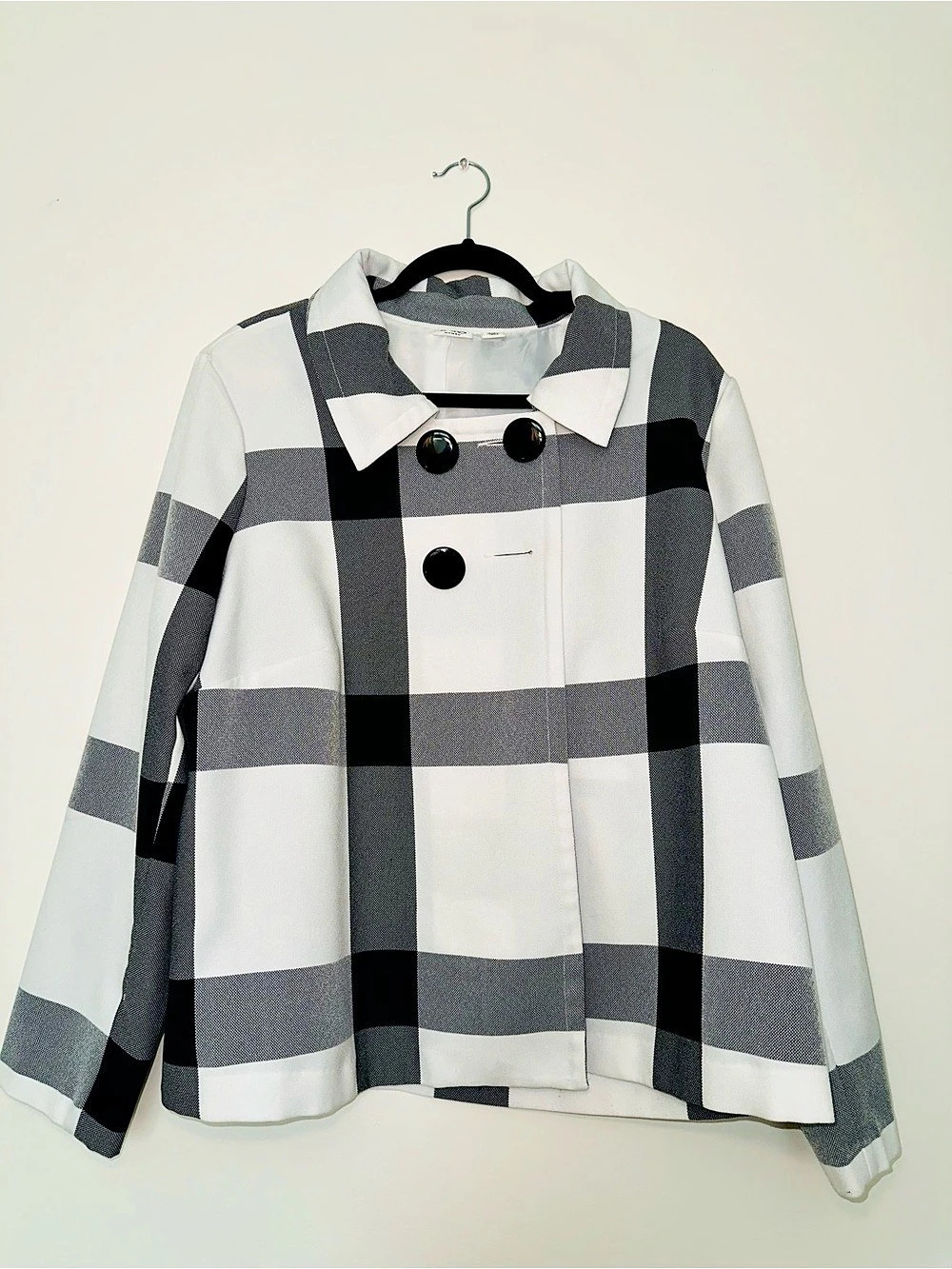Black & White Checkered Pea Coat Plus Size 18/20W from Cato
